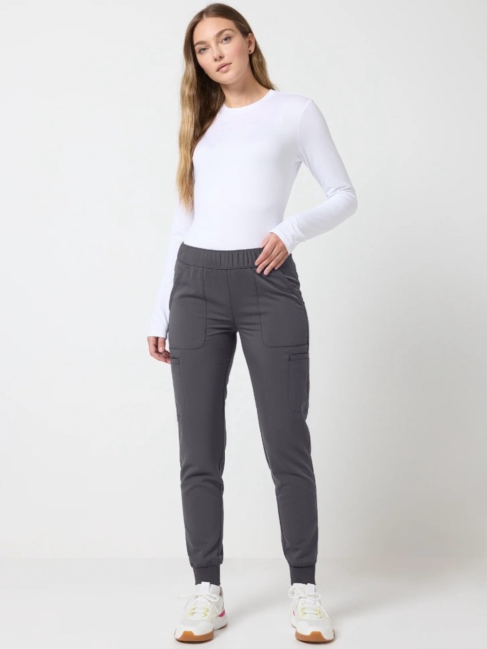 Scrubstar Ultimate Women’s Gray Cargo Jogger Scrub Jogger Pant Pewter Sz XS